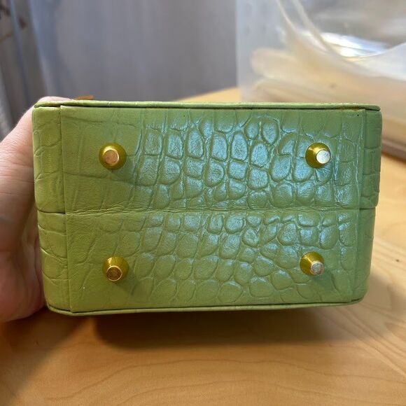 STAUD Kenny Croc-Embossed Leather Top Handle Bag Pistachio Green - Picture 7 of 12